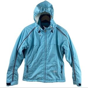 Marker Womens Light Blue Ski Snow Jacket Hooded Full Zip Sz 4 Winter Vented